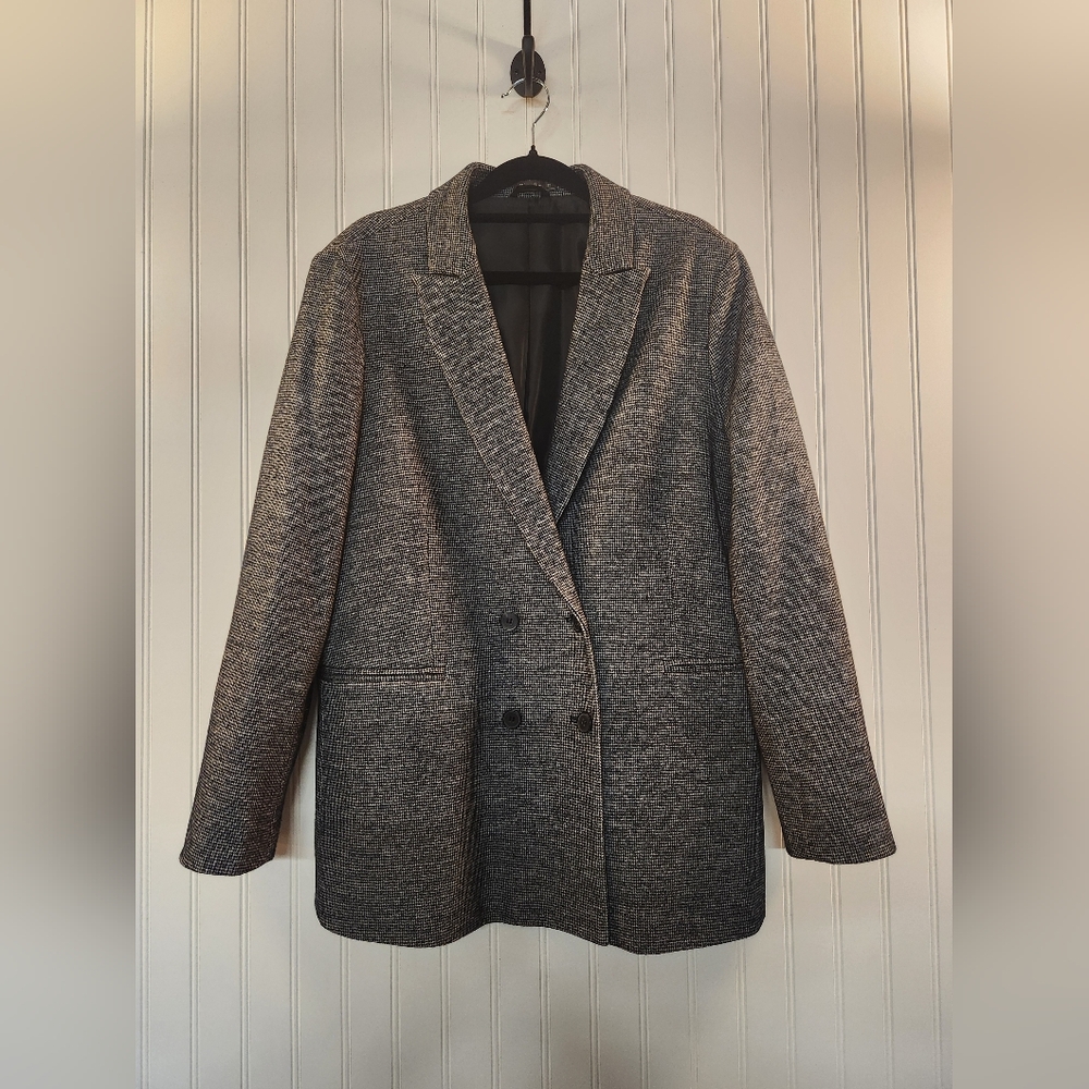 J. McLaughlin Women Houndstooth Tweed Wool Blend Double Breast Blazer Size 12‎